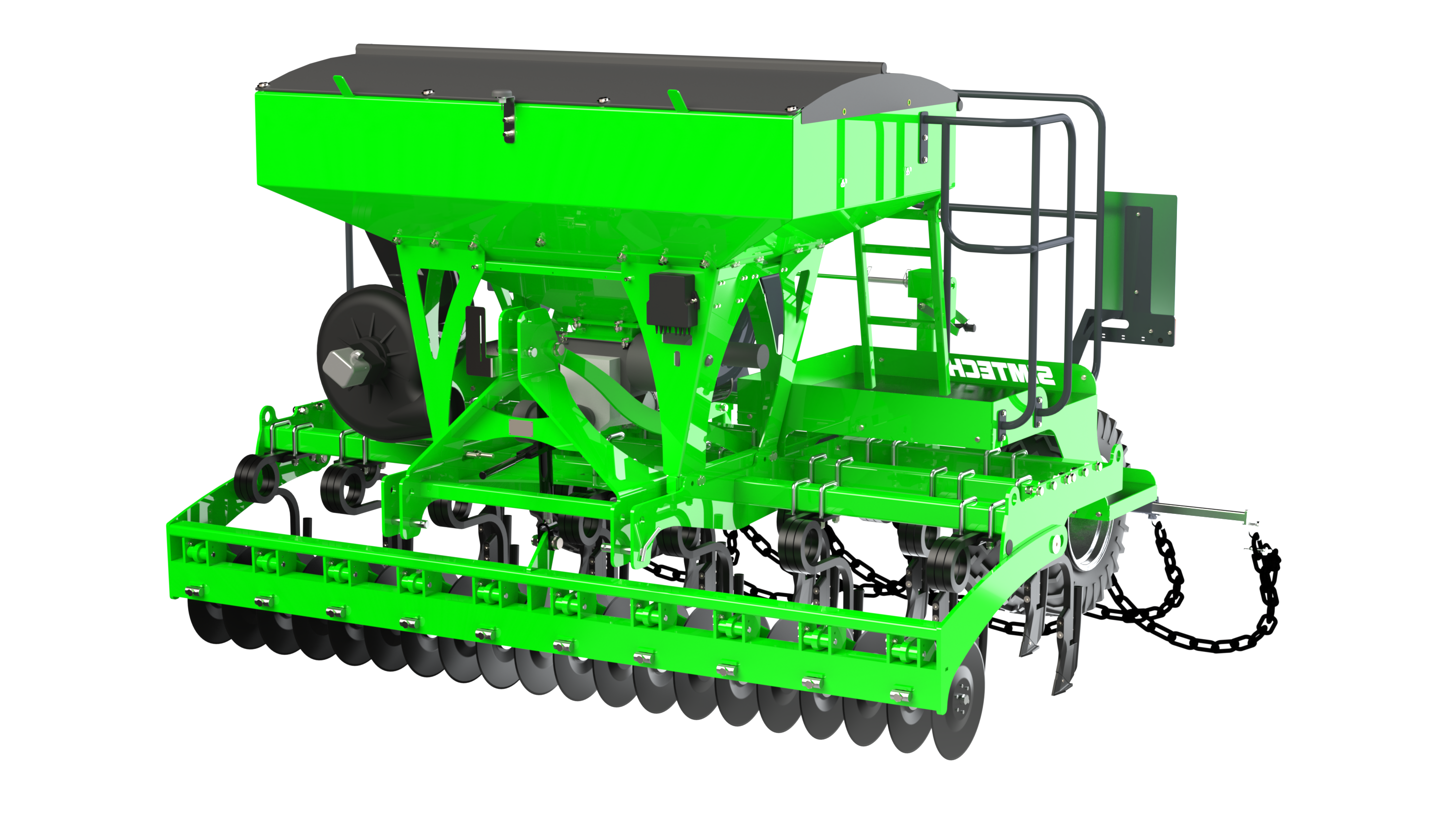 3D render front view of TSG-300SP pneumatic grass drill