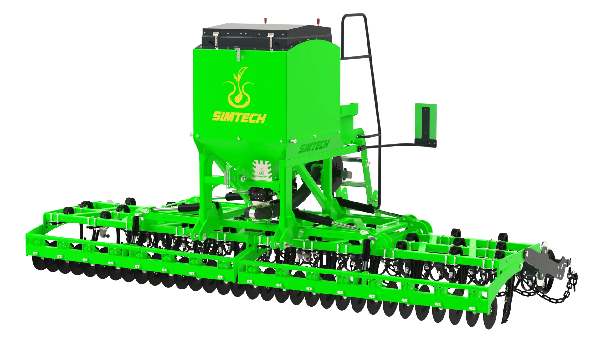 TS-600AP-2 front view render The Fentech Agri TS-600AP drill in action, showcasing precision and durability for efficient soil tillage and seeding. Ideal for large-scale farming operations, this powerful drill ensures optimal planting depth and seed placement